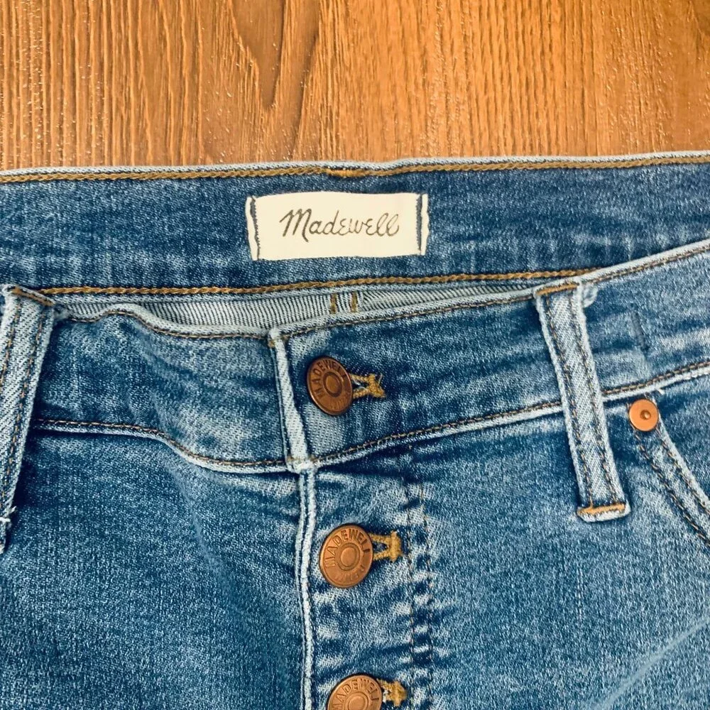Womens Madewell 9" Midrise Skinny Crop Jeans 5 Button Closure Size 32 - Picture 3 of 13